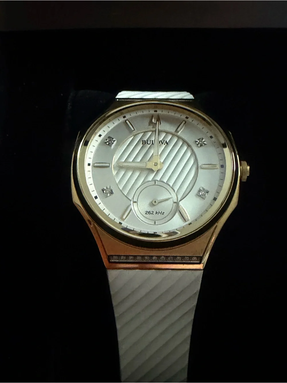 Bulova White and Gold Women's Diamond Accent Watch
